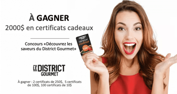 Gagnez Un total de 2000$ du District Gourmet Sainte-Foy