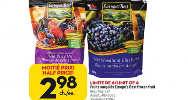 MOITIÉ PRIX! Fruits surgelés Europe's Best frozen fruit