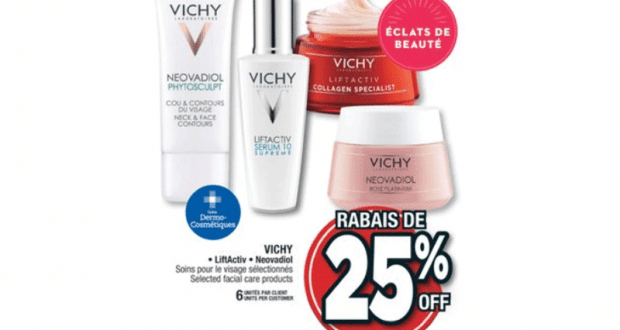 RABAIS DE 25% sur VICHY Soins pour le visage sélectionnés