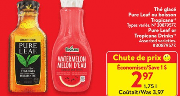 Rabais de 1$ sur Thé glacé Pure Leaf Citron 1.75 L