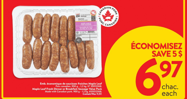 Rabais sur Saucisses de porc aux saveurs de miel et d’ail