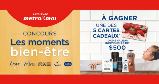 5 Cartes-cadeaux Metro d'une valeur de 500$ chacune