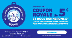 Coupon rabais de 5$ sur tout achat de produits Royale de 20$