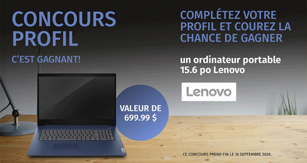 Gagnez Un ordinateur portable Lenovo de 15.6 pouces