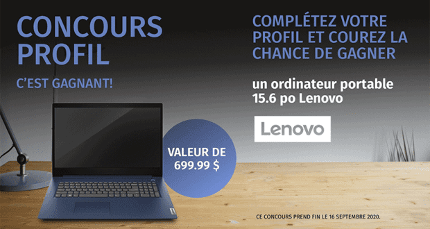 Gagnez Un ordinateur portable Lenovo de 15.6 pouces