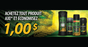 Coupon à imprimer de 1$ sur tout produit AXE