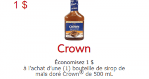 Coupon de 1 $ à l’achat d’une bouteille Crown de 500 mL