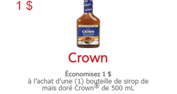 Coupon de 1 $ à l’achat d’une bouteille Crown de 500 mL