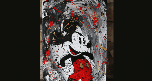 Une toile Mickey Éclaté 18X24 par Sophie Couture Artiste Peintre