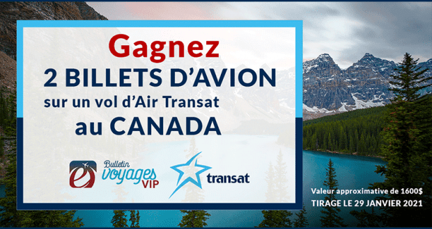 2 billets d'avion sur un vol d'Air Transat au Canada