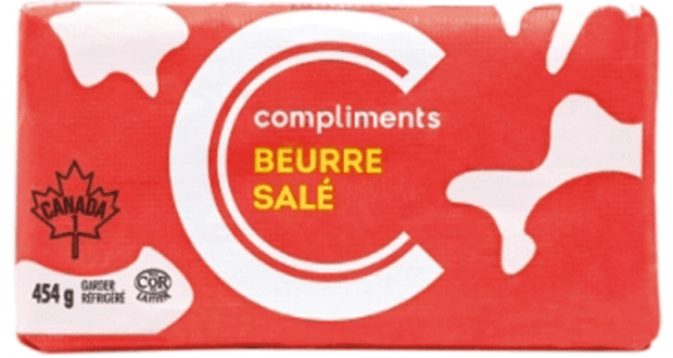 Beurre Compliments 454g à 2.88$ au lieu de 4.99$