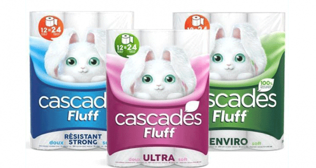 Coupon de 1$ sur les produits Cascades Fluff (8 - 12 ou 24 rouleaux)