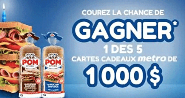 Gagnez 1 des 5 cartes-cadeaux Métro de 1000$ chacune