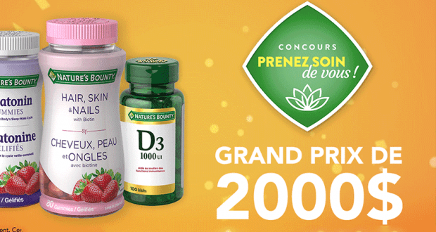 Gagnez un chèque de 1750$ + produits Nature’s Bounty