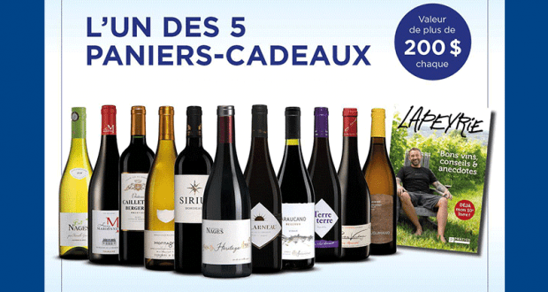 5 paniers-cadeaux Vins Fins L’Agence de 200$ chacun