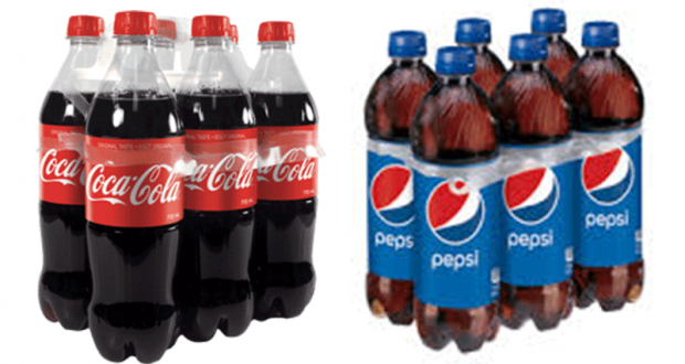 Boisson Gazeuses Coca-Cola ou Pepsi 710ml x 6 à 2.48$