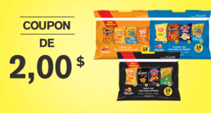 Coupon de 2$ à l’achat d’un emballage de produits assortis Frito-Lay