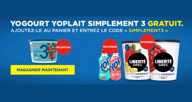 GRATUIT Yoghourt Yoplait Simplement 3 chez Maxi