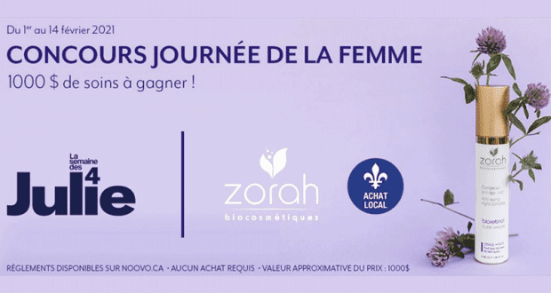 Gagnez 1000 $ de soins signés Zorah Biocosmétiques