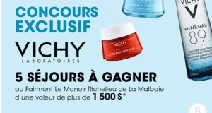 Gagnez 5 Séjours au Fairmont Le Manoir Richelieu (1500 $ chacun)