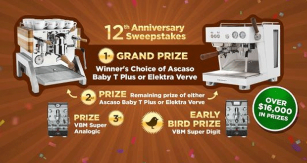 Gagnez une Machine a café Elektra Verve ou Ascaso Baby (4 Gagnants)