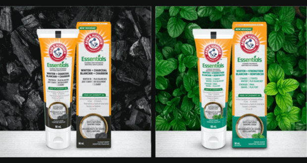 Échantillons gratuits des dentifrices Essentials d’Arm & Hammer