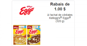 Coupon de 1$ à l'achat de céréales Kellogg's Eggo