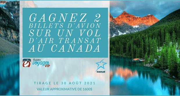 Gagnez 2 billets d'avion sur un vol Air Transat au Canada