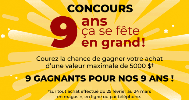 Gagnez 45 000 $ en prix (9 gagnants)