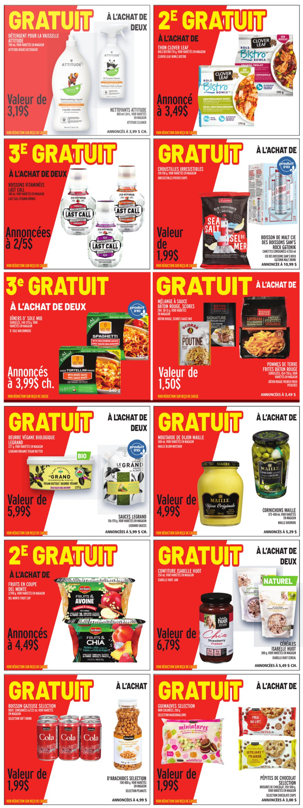 Un ensemble de produits gratuits