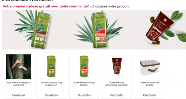 Cadeaux Yves Rocher gratuits avec toute commande