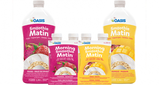 Coupon de 1$ sur un produit Oasis Smoothie Matin format au choix