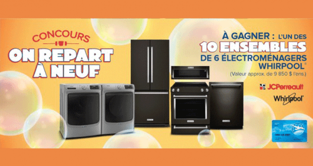 Gagnez 10 ensembles de 6 électroménagers Whirlpool (9850 $ chacun)