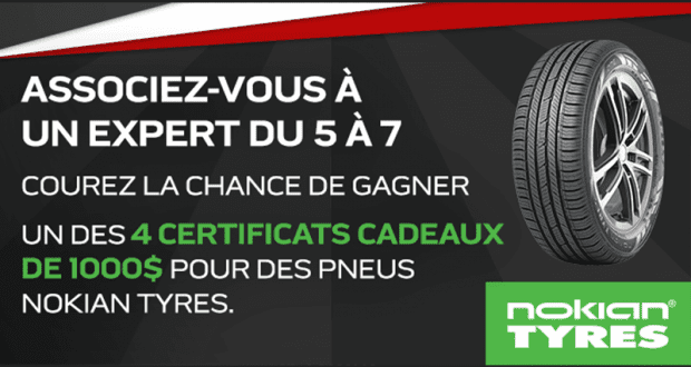 Gagnez 4 certificats-cadeaux de 1000 $ pour des pneus Nokian Tyres