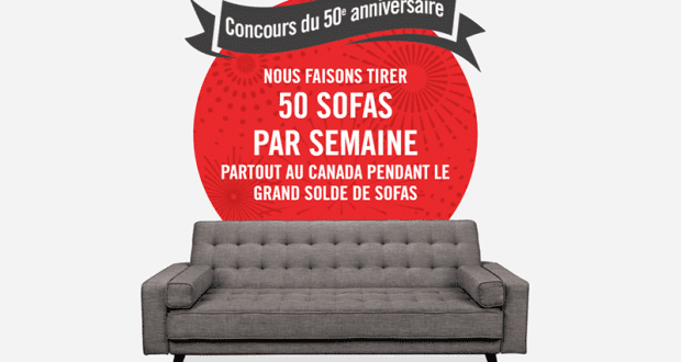 Gagnez 50 sofas par semaine (Valeur Total : 99 900 $)