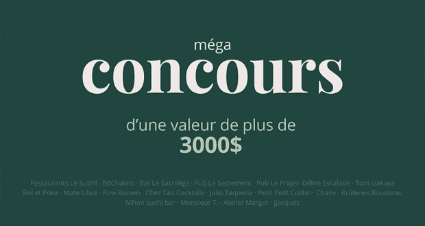 Gagnez plus de 3000 $ en prix