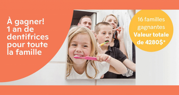 Gagnez un an de dentifrice pour toute la famille (16 Familles gagnantes)