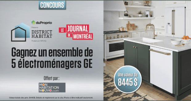 Gagnez un ensemble de 5 électroménagers GE (Valeur de 8445 $ )