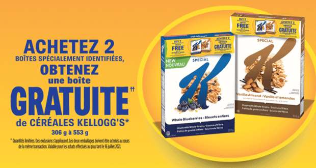 Obtenez une boîte de céréales Kellogg’s gratuite