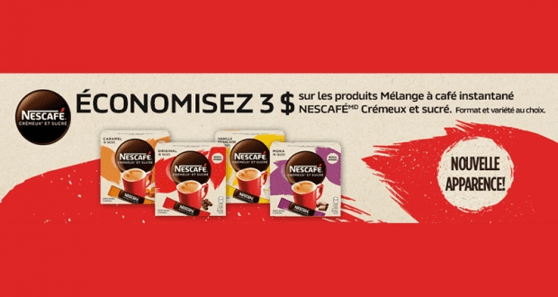 Coupon de 3$ sur les produits Mélange à café instantané NESCAFÉ