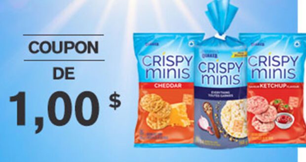 Coupon de 1$ à l’achat de 3 emballages Crispy Minis au choix