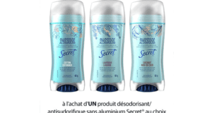 Coupon de 1$ à l’achat d’un désodorisant Secret