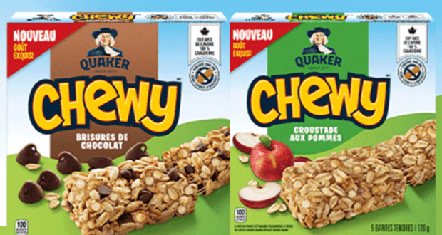 Échantillons gratuits des barres tendres Quaker Chewy