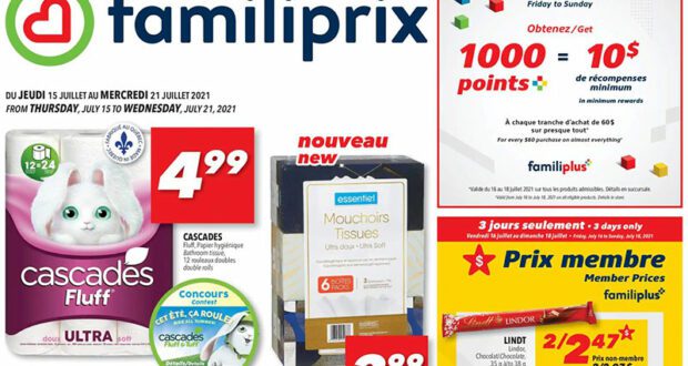 Circulaire Familiprix du 15 juillet au 21 juillet 2021