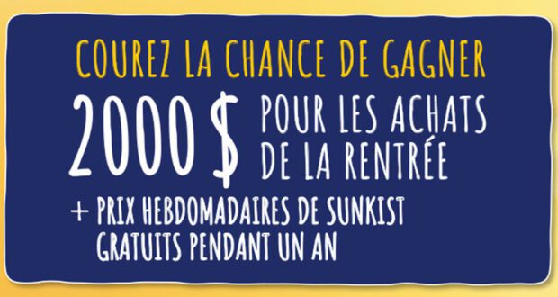 Gagnez 2000 $ pour les achats de la rentrée