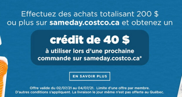 Obtenez un crédit de 40$ à dépenser chez Costco