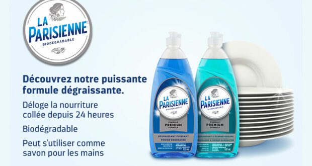 Coupon de 0.75 $ à l'achat d'un liquide à vaisselle La Parisienne