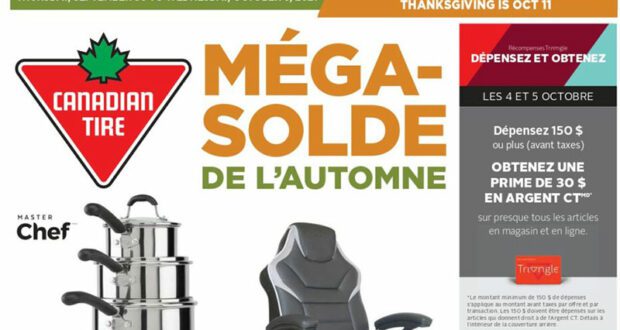 Circulaire Canadian Tire du 30 septembre au 7 octobre 2021