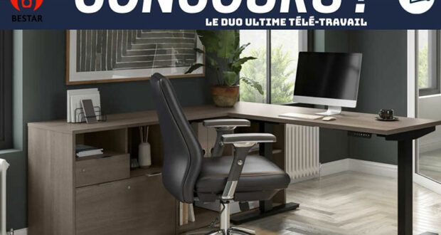 Gagnez un bureau assis-debout électrique + Une chaise (2000 $)