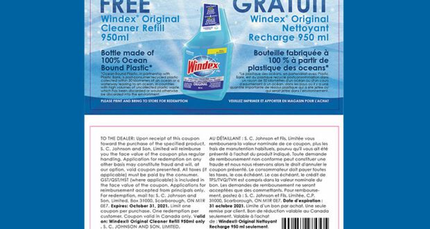 Obtenez gratuitement une recharge du Nettoyant Windex Original